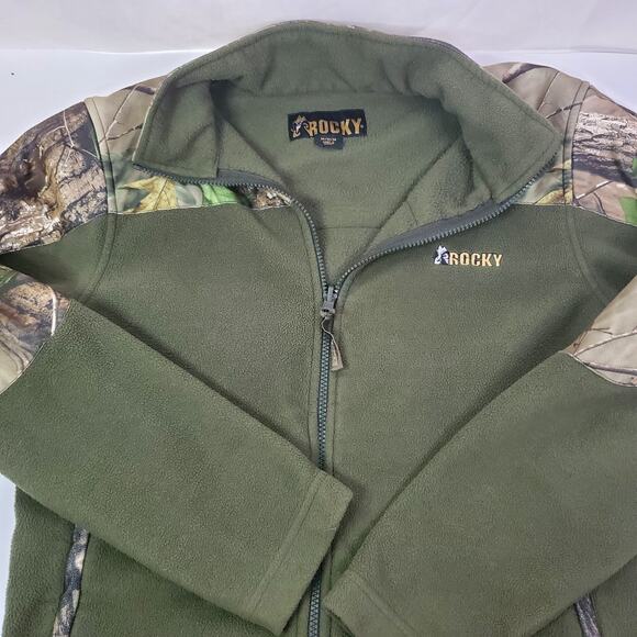 Rocky Fleece Jacket Men's Size M Camo Realtree Green Full Zip Hunting Outdoor - Picture 1 of 8
